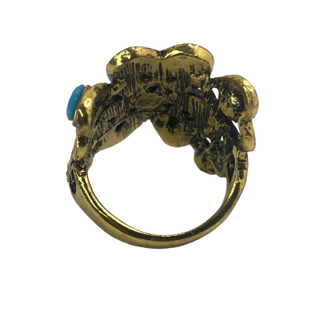 Gold and Multicolor Rhinestone Statement Ring - Size 9 - Picture 6 of 7